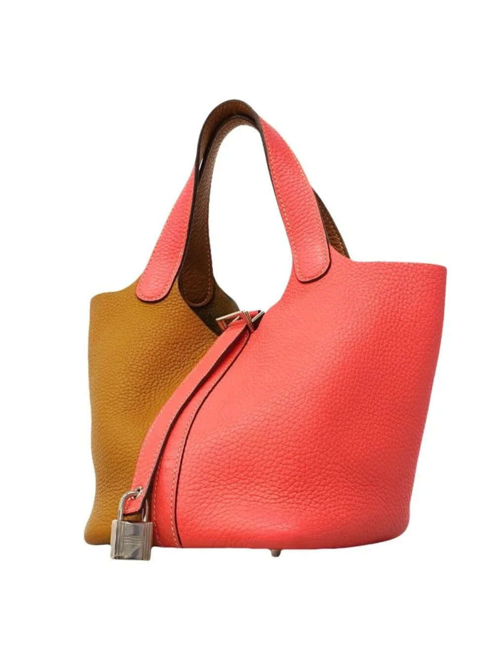 Hermes Handbag Picotin Lock PM Taurillon Clemence Rose Azalea Sesame Silver